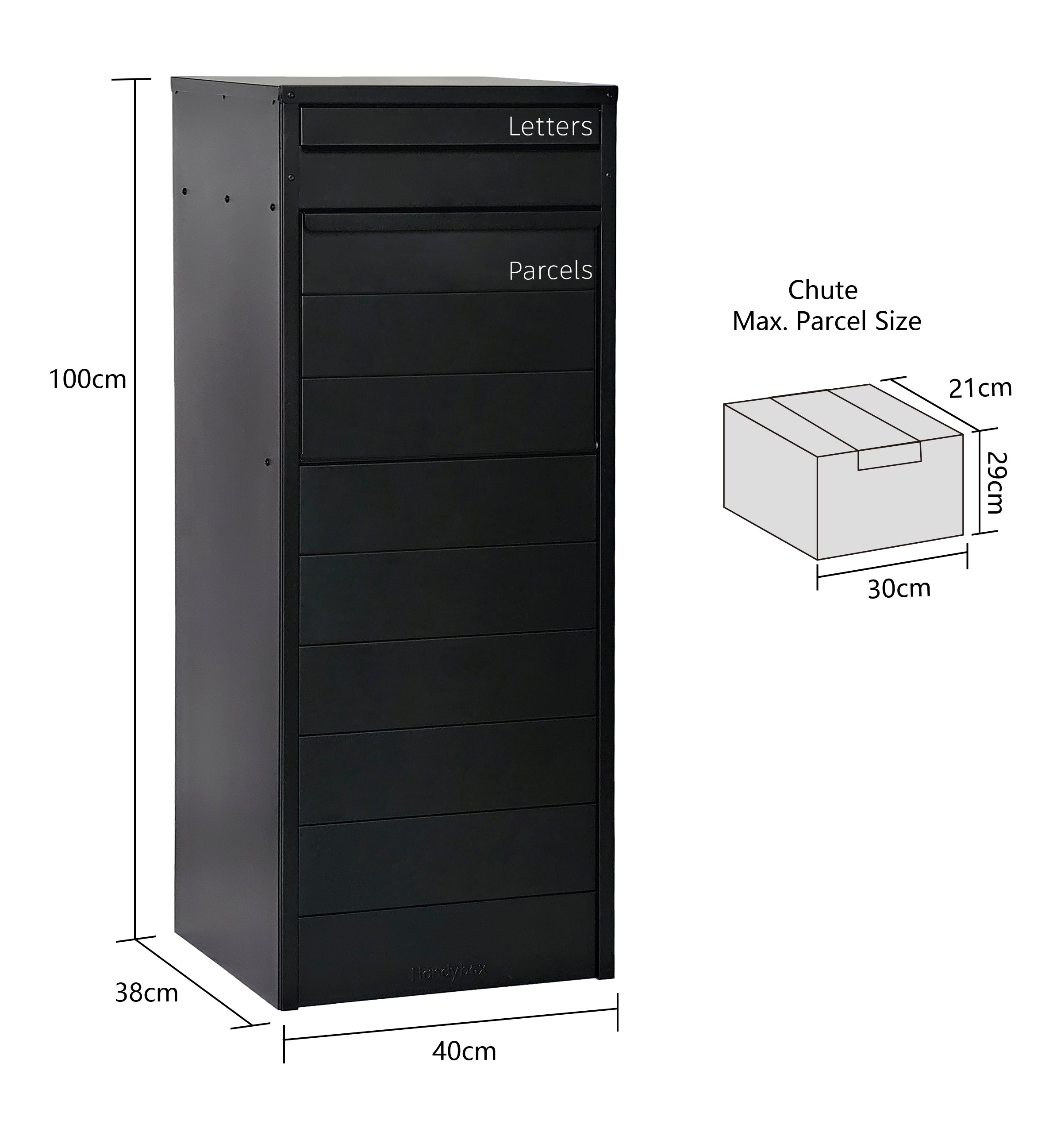 Crocodile 26 Freestanding Large Parcel and Mail Letterbox Black PRESALE DUE MID DECEMBER