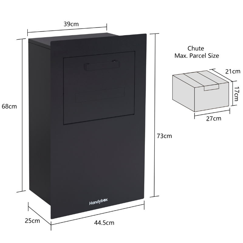 Tassie Devil MKII Brick & Fence Mounted Parcel Letterbox – Black