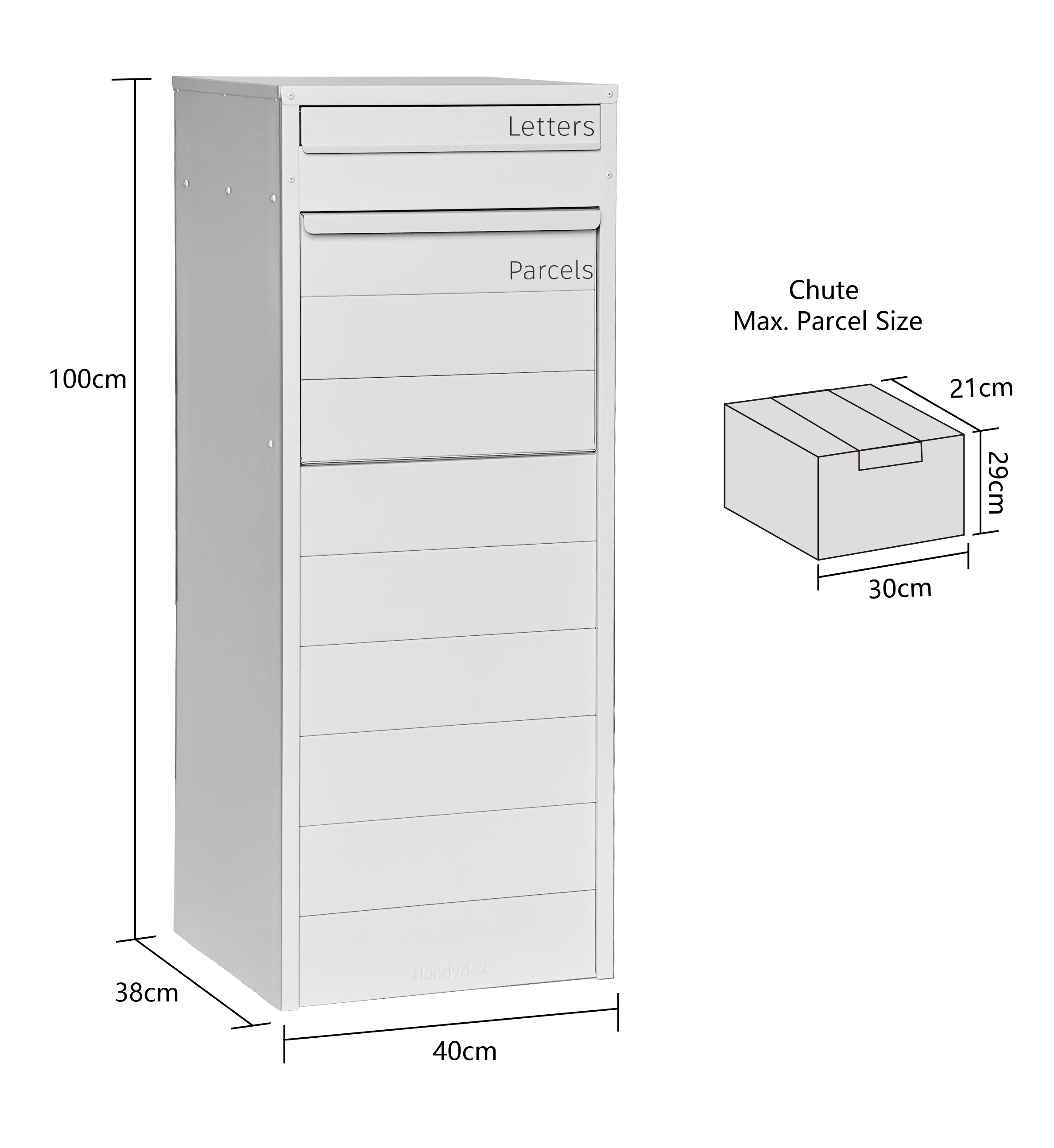 Crocodile Freestanding Large Parcel and Mail Letterbox Dover White