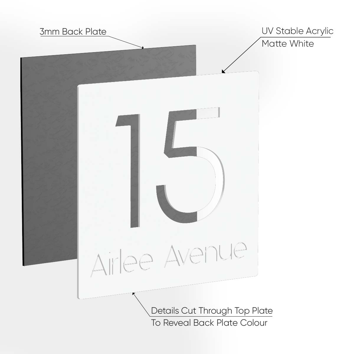 White Street Address House Sign - FAIRHAVEN - Street Address Signs - white-street-address-sign-fairhaven - HandyBox