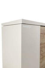 The Fox Ivory Colour Freestanding Range by Handybox Parcel Boxes close up of hatch
